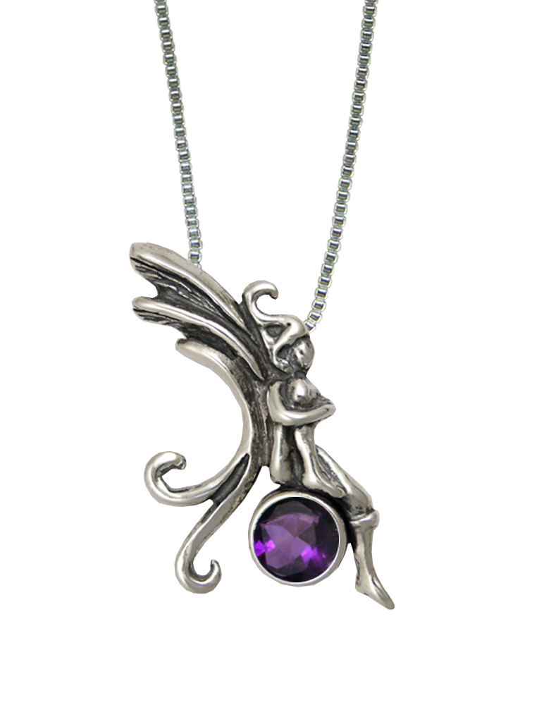 Sterling Silver Fairy of the Peaceful Days Pendant With Amethyst